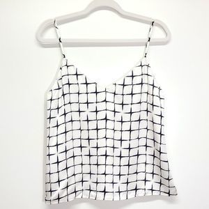 L'AGENCE White and Black Grid Blouse